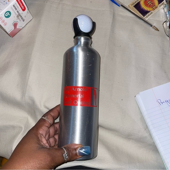 Silver Golf-Themed Water Bottle - Picture 1 of 3